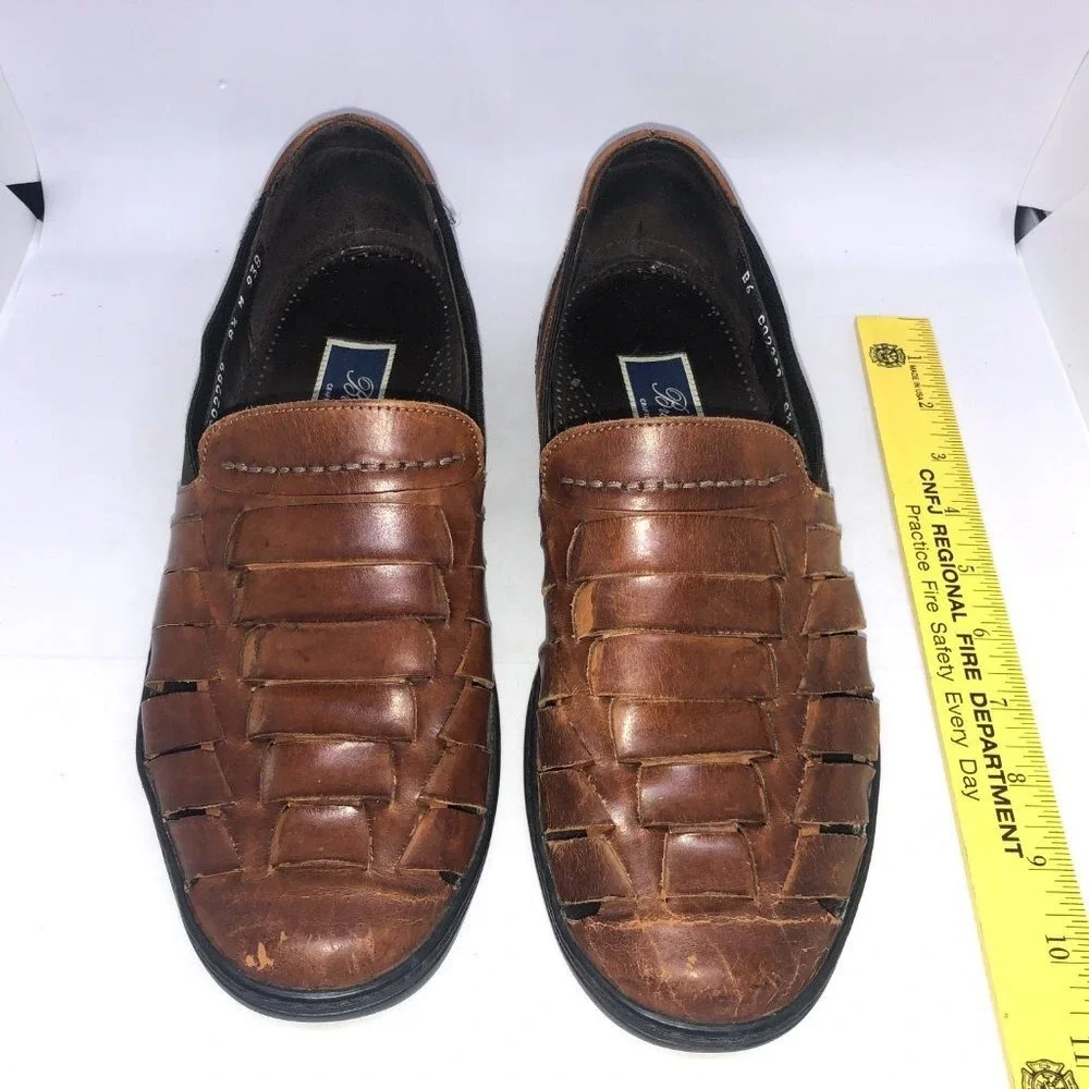 Bragano Italian Brown Leather Loafer Sandals Men's 8.5 - Picture 2 of 11